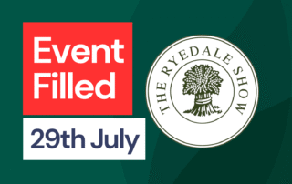 The Ryedale Show Graphic. Bold red banner across the bottom reads ‘Event Filled’ in white text, indicating volunteer spots are no longer available.