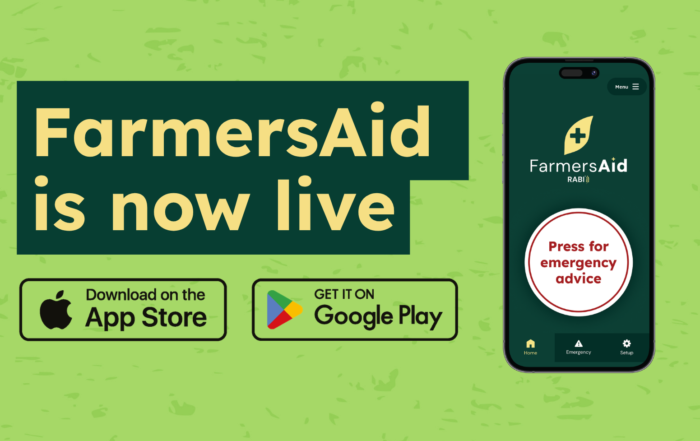 Header announcing the launch of FarmersAid app