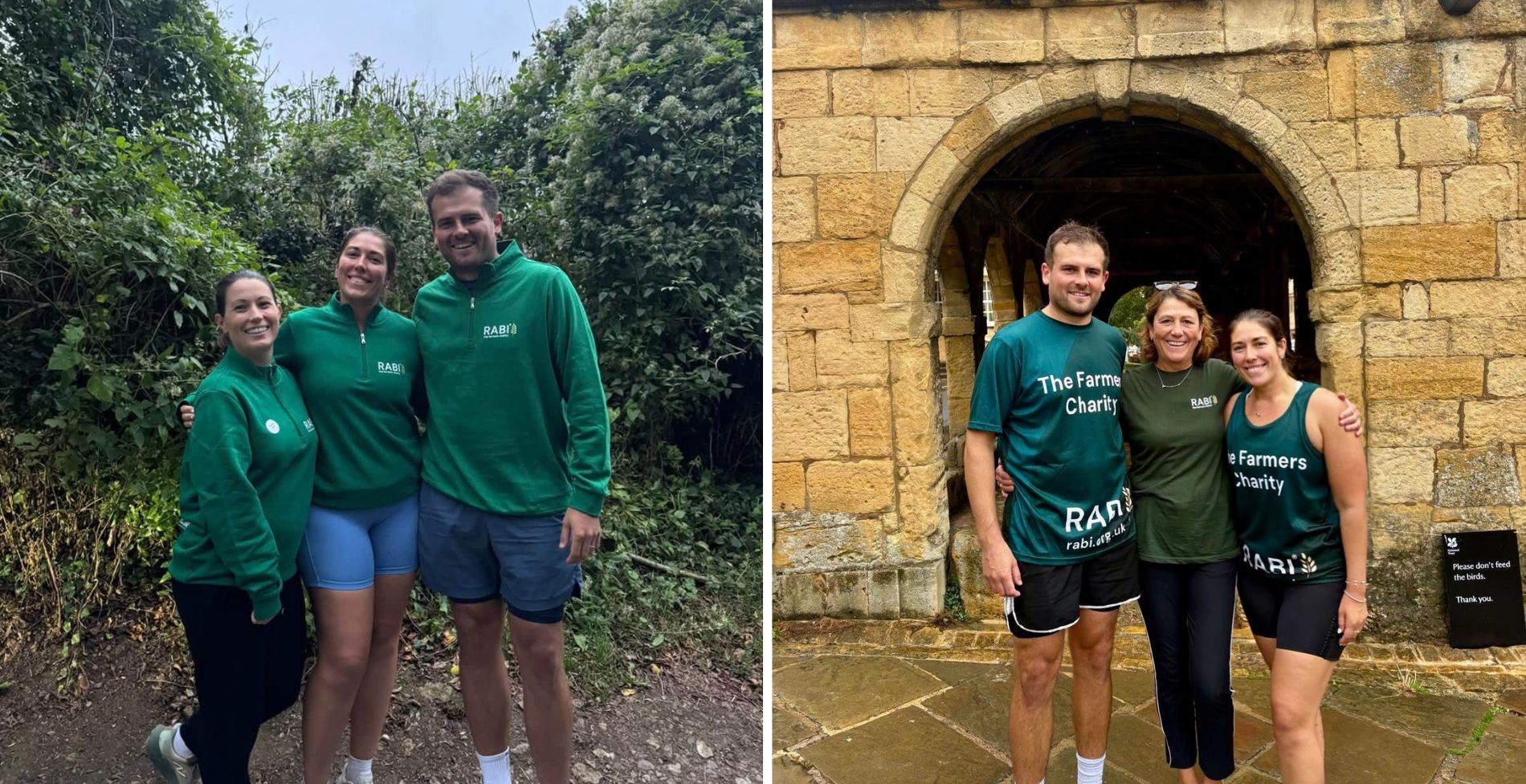 rabi-edwards-group-photo-2 two images of groups of three standing smiling in running outfit